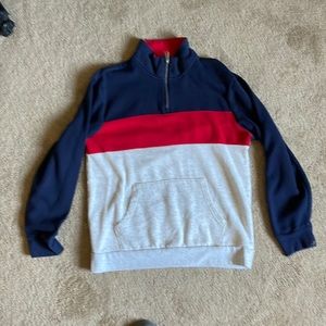 Men’s Old Navy Red White and Blue Long-sleeve Quarter Zip Turtle Neck